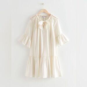 Stockholm Atelier & Other Stories Cream Babydoll Dress with Ruffled Sleeves